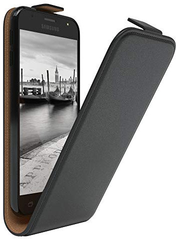 EAZY CASE Hülle kompatibel mit Samsung Galaxy J3 (2017) Hülle Flip Cover zum Aufklappen, Handyhülle aufklappbar, Schutzhülle, Flipcover, Flipcase, Flipstyle Case vertikal klappbar, Kunstleder, Schwarz