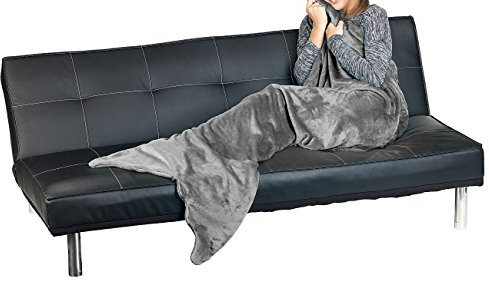 Wilson Gabor Flossendecke: Weiche Meerjungfrau-Decke mit Flosse für Erwachsene, 180 x 70 cm, grau (Schlupfdecke für Erwachsene, Flossendecke, Teppich)