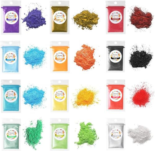 12 Farben Glimmerpulver-Pigmente, Seifenfarbe zum Färben der Seife, Farbstoff-Set – 5,1 g, 12 Beutel – hautfreundlich für DIY-Seifen, Badekugeln, Kerzenherstellung, Nagellack, Harz-Make-up-Farbstoff.