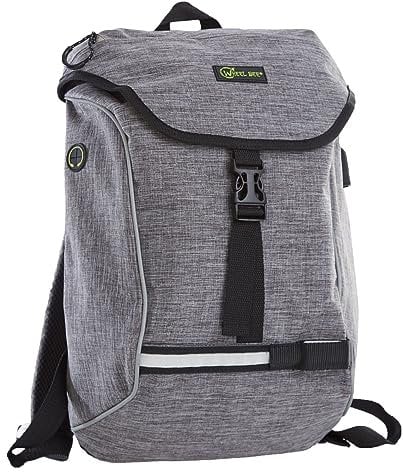 Wheel Bee® LED-Backpack City Lights, 18 Liter Rucksack, grünes LED Licht für optimale Sichtbarkeit, USB-Port mit Kabel