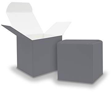 25x itenga Würfelbox aus Karton 5x5cm grau Adventskalender Gastgeschenk