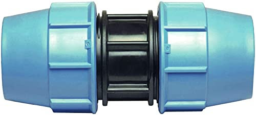 HYDROBIL Raccordo Idraulico MDPE per Tubi d'Acqua, Manicotto 25mm x 25mm, per Tubi in Plastica MDPE, 16 Bar, Temperatura Massima 45°C, Raccordi a Compressione