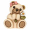 THUN, Bomboniera Prima Comunione per Lei con Iconico Teddy che Dona un Delicato Giglio in Ceramica Decorata a Mano, Linea Bomboniere, 4.9x4.2x5.7 cm h