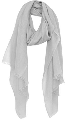 Bovari Kaschmir Schal Damen - 100% Kaschmir - Extra Leicht/Hauchzart - Premium Cashmere - extra dünner Schal/Sommerschal - 200 x 70 cm (Hell Grau)
