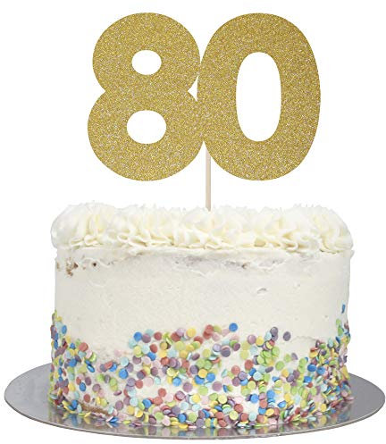 Large Number 80 Glitter Cake Topper (Gold Glitter)