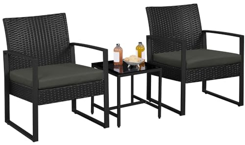 Yaheetech Conjunto de Mesa y Sillas Exterior Muebles Jardin de Ratán
