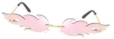 STOBOK Partybrille Flamme Sonnenbrille Rahmenlos Neuheit Brille Rosa Foto Prop Mode Party Spielzeug Kinder Erwaschener Frauen Damen Kostüm Zubehör Foto Requisiten