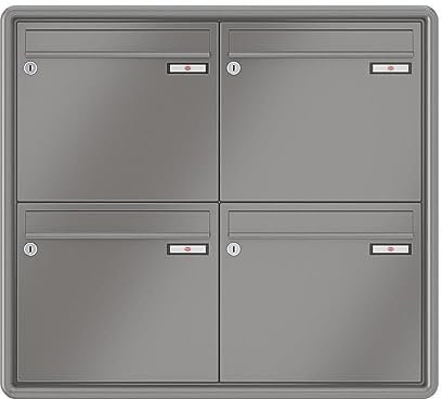 RENZ / RS3000 / 4er Unterputz-Briefkastenanlage Einbau-Briefkasten/RAL-Farbe 9007 Volumen 1/Dein-Briefkasten.de