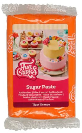 FunCakes Rollfondant Tiger Orange: Einfach zu verwenden, glatt, flexibel, weich und biegsam, perfekt zum Dekorieren von Kuchen, halal, koscher und glutenfrei, 250 g