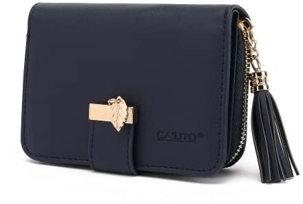 CALIYO Portefeuille pour Femme en Cuir Synthétique, Petit Format Court, Porte Carte avec Bouton Pression, Fermeture éclair et de Nombreux Compartiments