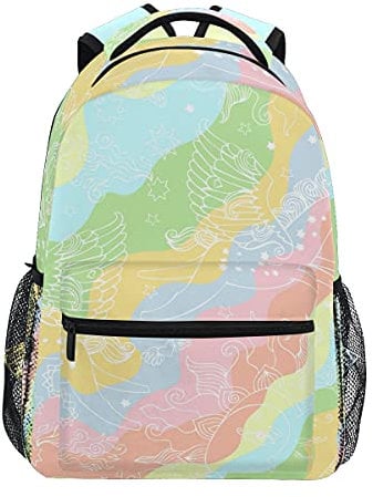 Mädchen Rucksäcke Regenbogen Fee Pferd Mond Sterne Schultaschen für Mädchen Jungen Kinder Büchertaschen Tagesrucksack Reise Laptop Tasche Kleinkind Umhängetasche