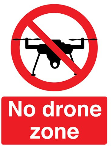 Chicbanners No Drone Zone Safety Warning Safety Sign Self Adhesive Gloss Sticker 160mm x 125mm