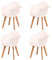 BenyLed Lot de 4 Chaise Salle à Manger, Fauteuils Scandinave de Chaise latérale Design Rétro avec Pieds en Bois de Hêtre (Blanc)