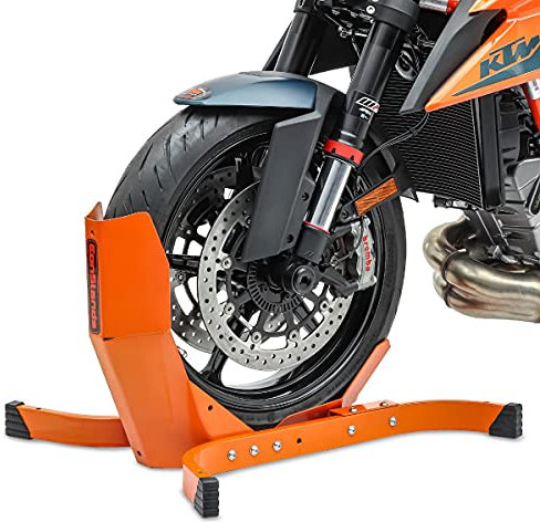 ConStands Montageständer kompatibel mit Vespa Wippe Vorderrad Easy Plus orange