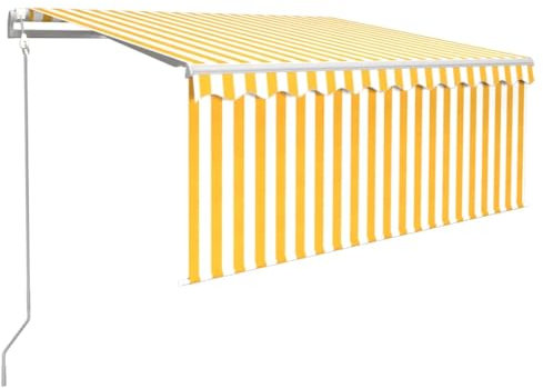 vidaXL Gelenkarmmarkise Automatisch mit Jalousie Markise Sonnenmarkise Balkonmarkise Sonnenschutz Sichtschutz Garten Terrasse Balkon 3,5x2,5m Gelb Weiß
