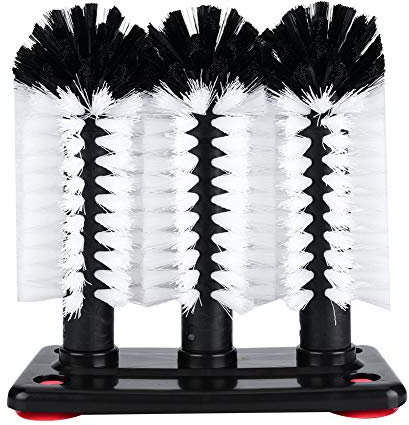 Lave-Verres avec 3 Brosses de Nettoyage,Goupillon Biberon,Brosses à Barre en Verre avec Base à Ventouse,Brosse de Nettoyage de Bouteille de Verre pour Évier de Cuisine,Outils de Maison,Biberons