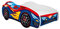 Topbeds Autobett, Auto-Bett, Kinderbett mit Rausfallschutz, Jugendbett, Babybett mit Lattenrost für Jungen & Mädchen, Racing Car (Red Blue Car, 140x70 cm)