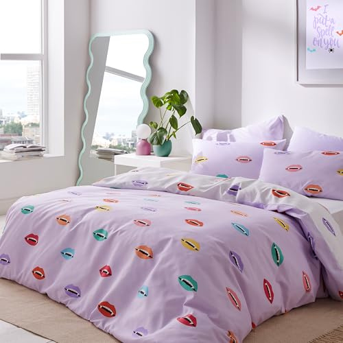 Sassy B Halloween Vamp Soft Microfibre Reversible Double Duvet Cover Set with Pillowcases Lilac
