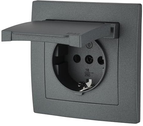 Enchufe empotrado IP44, All-in-One, serie ET-1, antracita