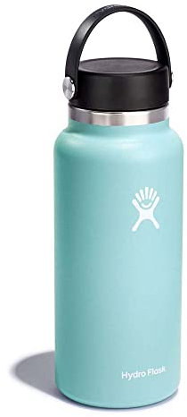 HYDRO FLASK - Trinkflasche 946ml (32oz) - Isolierte Wasserflasche aus Edelstahl - Sportflasche mit auslaufsicherem Flex Cap-Deckel & Gurt - Thermoflasche Spülmaschinenfest - Größe Öffnung - Dew