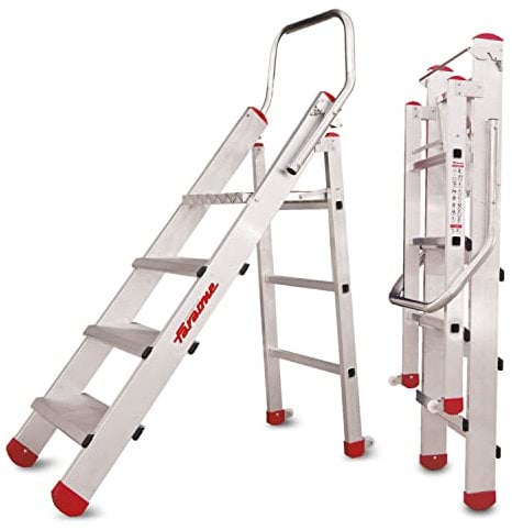 Taburete Profesional CM - 67 x 60 x 103 cm - 3 Peldaños - Fabricado en Aluminio - Muy Resistente - Fácil de Transportar - Máxima Estabilidad y Seguridad - Faraone