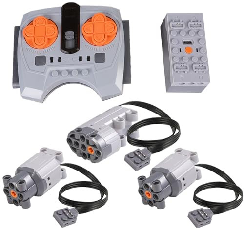 Scakbyer 5St. Technik Power Function Set kompatibel mit Technic Autos, Include 1 x APP Fernbedienung, 1 x Lithium-Batteriebox, 1 x Steering Motor, 2 x L-Motor