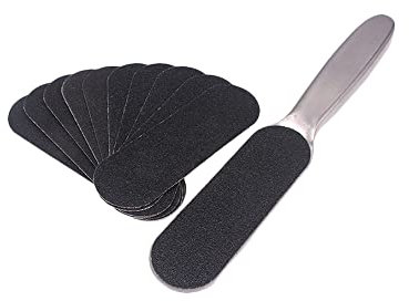Foot File and Callus Remover for Hard Skin Professional, Stainless Steel Foot Rasp File with Ten Free Refill Grits Double-Sided Replacement Pads for Bath Pedicure Salon