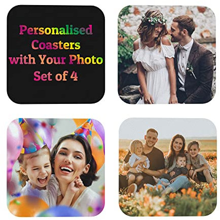 Personalisierte Untersetzer für Getränke Personalisierte Untersetzer Satz von 4 Benutzerdefinierten Foto Untersetzer hinzufügen eigenes Bild für Küche, Wohnaccessoires, Büro, Bar