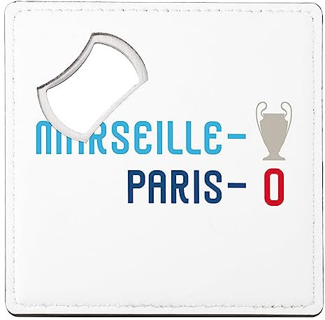sous Verre Décapsuleur - Marseille 1 - Paris 0 Sport Foot Champion Ballon C1-1 unité (92 x 92 mm)