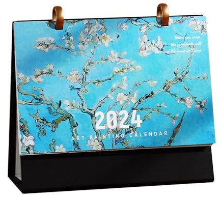 Zankie Schreibtischkalender 2024 Natur – Schreibtischkalender 2024 mit dickem Papier | 8,4 x 7 Zoll/21,5 x 18 cm | 12-Monats-Planer 2024| Art-Deco-Tischkalender 2024