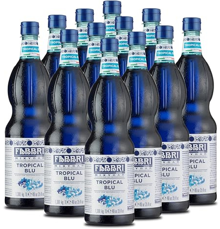 Food-United TROPICAL-BLU-SIRUP Mix 6x1L FLASCHE | FABBRI 1905 Mixybar | sciroppo blu tropicale | Note von Vanille & Bitter-Orangen | für Gin & Rum Likör Ocean Blu Spritz SBritz Prosecco (6)