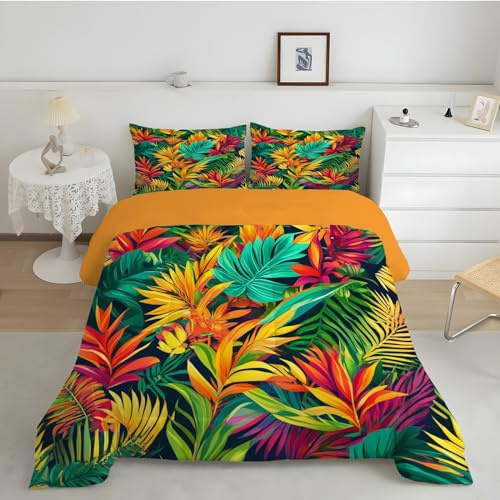 Linfye Bettdecke 140x200 cm 4 Jahreszeiten Bunte Blätter Bettwäsche Winterdecke und Sommerbettdecke Kinder Warm Duvet Waschbare Bettdecke Ohne Bezug, Anti-Allergene Steppdecke