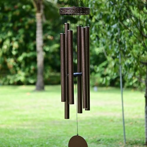 Extra großes Windspiel für den Außenbereich, tiefer Ton, 147,3 cm (58 Zoll) Außen-Freiraum, tiefes Windspiel, Gedenk-Windspiel, Beileidsgeschenk, Terrasse, Hof, Heimdekoration, Bronze (147,3 cm Bronze