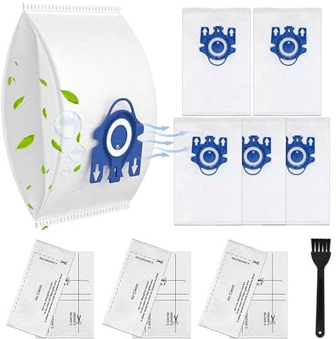 Pack of 6, 3D Airclean Vacuum Bags for GN, Compatible with Classic C1 Complete C2 C3, S227-S400i, S600-S800, S2 S5 S8 Vacuum Cleaners, Hoover Bags with Motor Protection & Air Clean Filters