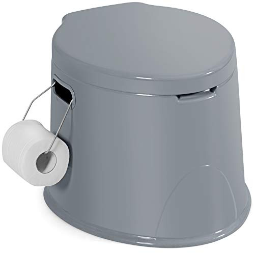 GYMAX Toilette Portatile, capacità di 5L, Supporta 200 kg, WC da Campeggio da Viaggio, Toilette Secca con Sedile Rimovibile e Coperchio, Facile da Pulire e Anti-Odori