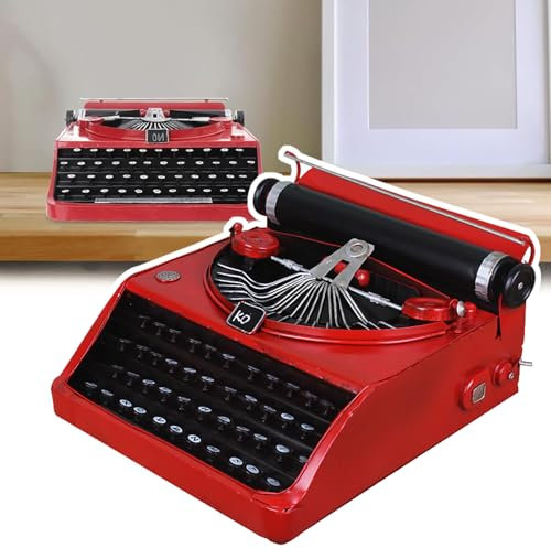 HSWOYEA Rote manuelle Schreibmaschine, Vintage-Schreibmaschinenmodell, Modellraumdekoration - Requisiten zum Schießen, Schreibtischornament, für Wohnzimmer, Fernsehschrank, Weinschrank, Café,A