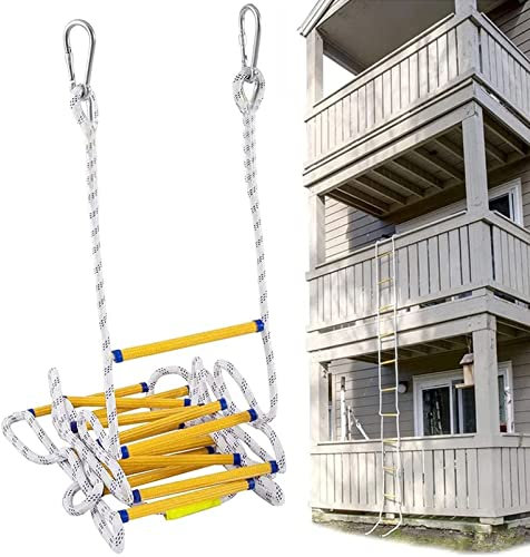 HZHXIFUFA Fire Escape Rope Ladder, Emergency Fire Escape Ladders, 5M-30M Flame Resistant Safety Rope Ladder with Hooks for Kids and Adults Escape from Window and Balcony,39FT/12M