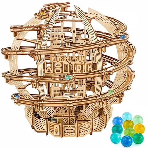 Wood Trick Kugelbahn aus Holz, elektrisch motorisiert, 3D-Holzpuzzles für Erwachsene und Kinder zum Bauen – 43,2 x 40,6 cm – Marmor-Labyrinth-Holzmodellbausätze für Erwachsene und Jugendliche zum