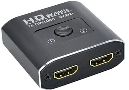 HDMI Splitter 8K@60Hz 4K@120Hz, H-DMI-2.1 Switch, H-DMI Switcher 2 In 1 Out oder 1 In 2 Out HDMI Verteiler, 2 Monitore können Keine Bilder gleichzeitig anzeigen, für mehrere Hosts oder Anzeigegeräte