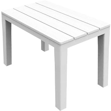 PALUPLUS Panca da Giardino in Plastica, Misura 60x38,5x45 cm, Trama Effetto Legno, Struttura Resistente, per Interno ed Esterno -TIMO146F (Bianco)