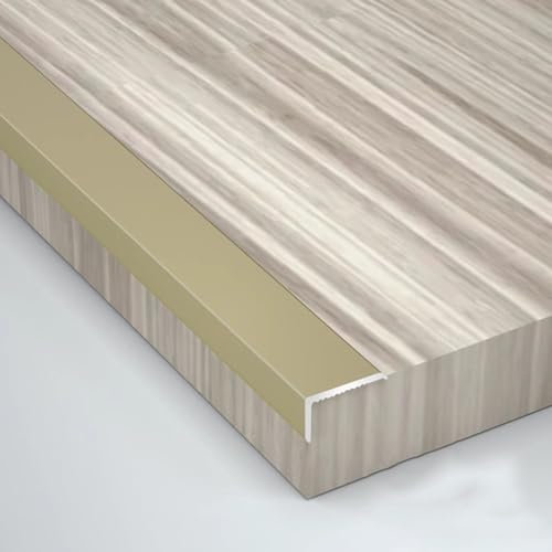 ZIMGOD Door Threshold Strip Metal Stair Nose Protector Guard for Wooden Step, L-shaped Walls Nosing Cover for Tile & Concrete, Wear-resistant Step Treadmill for Outdoor(Champagne)