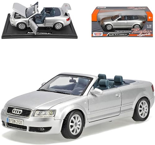 Motormax A*u*d*i A4 B6 Cabrio Silber 2002-2006 1/18 Modell Auto mit individiuellem Wunschkennzeichen