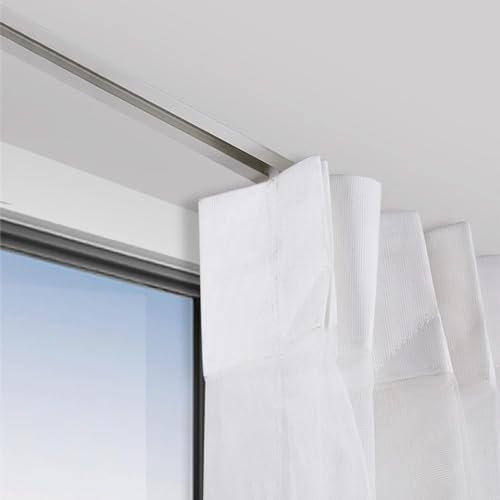 WOTZOV Flexible, biegsame Vorhangschiene für die Deckenmontage, leichte Aluminiumschiene für Vorhänge und Raumteiler, Vorhangschienen und -beschläge zur Deckenmontage,Eine Farbe 10m