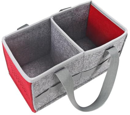 June tech Carrying Bag for Toniebox Starter Set and Accessories, Felt Organizer Bag for Tonies Figurine and Toniebox Travel Tonies Carry Case with Handle for Toniebox & Accessories (Red)