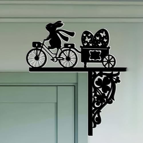 Drawelry Türrahmen Holz Weihnachts Dekoration mit Osterei Hase Tulpe Figur Holzskulptur Herbstdeko Türecke Tür Fenster Hängende Ornament Weihnachten Ostern Heim Deko Geschenke (G, Rechts)