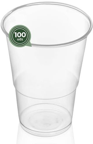 Maxi Products - 100 Vasos Plástico Reutilizables - 200 cc - Vasos Reciclables - Alta Resistencia - Vasos Irrompibles - Celebraciones - Vaso Café - Vaso Refresco - IRROMPIBLES