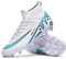 Football Boots Men's Football Trainer Boys Astro Turf Soccer Boots High-Top Spikes Youth Outdoor Training Soccer Shoes Athletics Sneakers Breathable Unisex (7.5,White1)