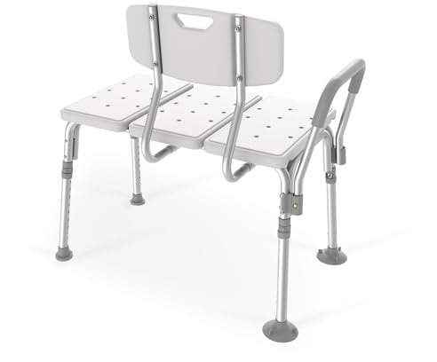 EMKE Duschstuhl mit Abnehmbarer Rückenlehne und Armlehne, Rutschfest Höhenverstellbar Badewannensitz Duschhocker für Senioren Schwangere Frau Kind