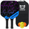 DRAKON - Set de 2 Palas Pickleball de Fibra de Carbono + Funda + 4 Pelotas de Pickleball - Núcleo de Panel de Abeja de Polipropileno - Adecuado Principiantes y Jugadores Ocasionales - Hexa Carbono