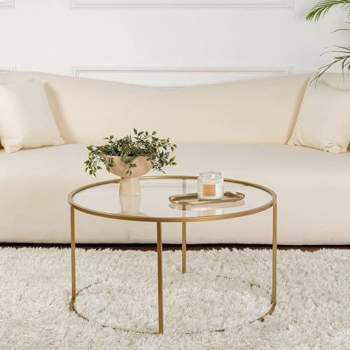 Dmora Couchtisch Guidi 80x80x43 cm Gold Rundform